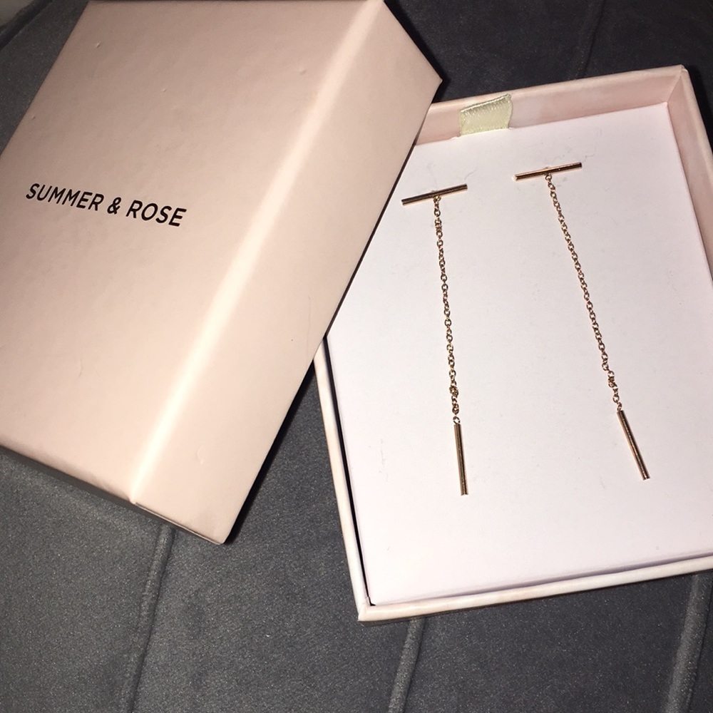 Rose gold accent earrings with box!!! 💕